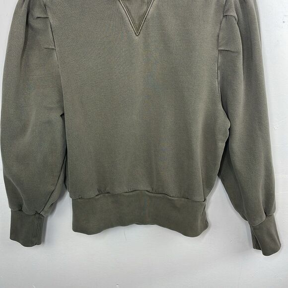 Frame Womens Long Sleeve Crew Neck Sweatshirt Green Cotton Size Small Petite - Picture 3 of 12